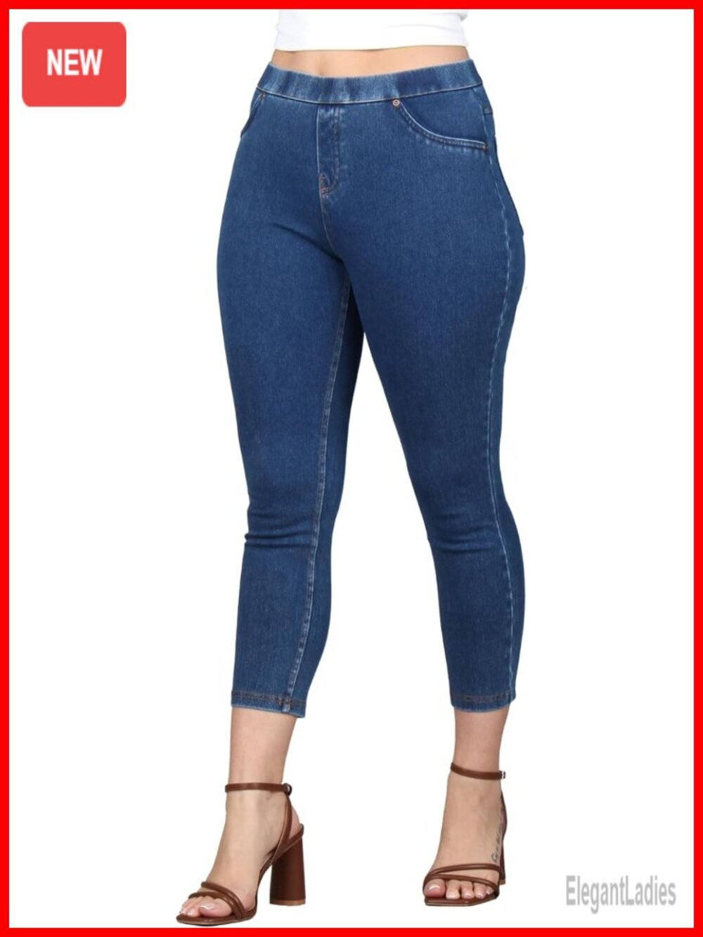Slim Fit Jean Jeggings, Stretchable Cotton Blend, Faux Pockets & Fly